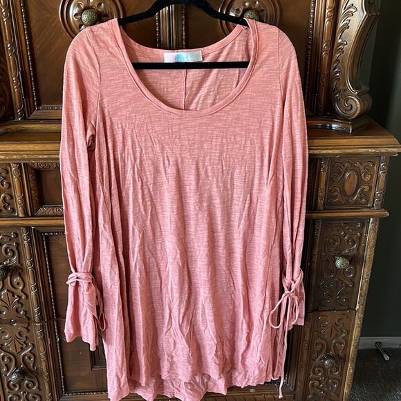 Free People Beach Pink Come And Catch Me Long Sleeve boho coastal dress - Picture 2 of 10